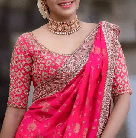 Detailed embroidery on a salwar kameez.