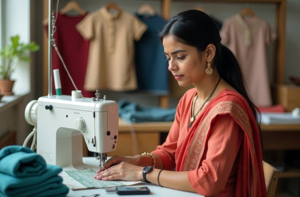 An image of the bright and modern interior of the tailor shop.